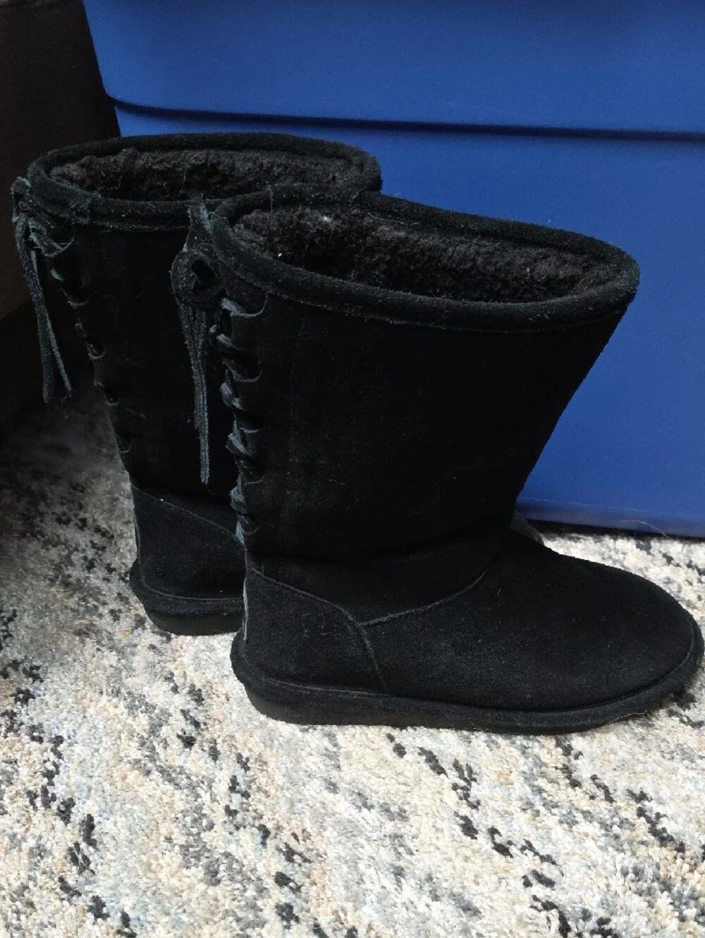BearPaw Black Suede Winter Boots